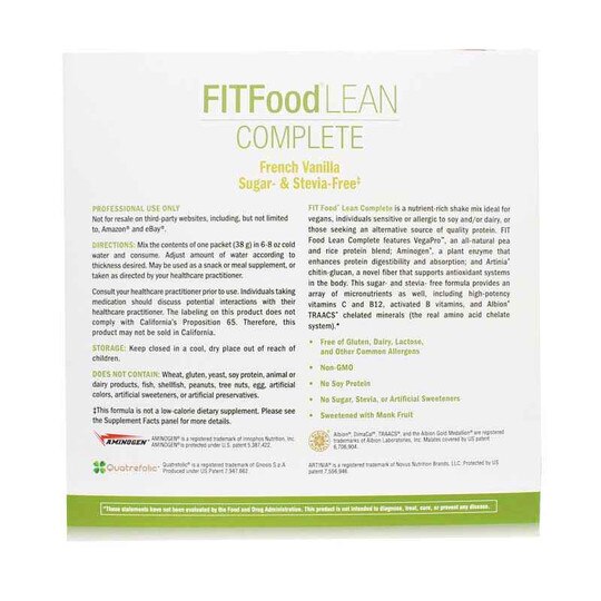 FITFood Lean Complete Sugar & Stevia Free, XYM